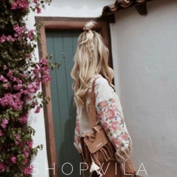 Embroidered Floral Puff Sleeve Boho Blouse Cream - Picture 4 of 10